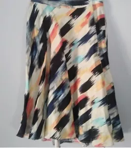 DKNY Paint Stroke Print Linen Midi Skirt Size 14 - Picture 1 of 7