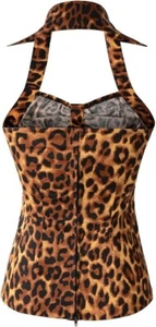 50s Pinup Rockabilly Polka Dots Halter Top with Collar Sweetheart Neckline US16 - Picture 1 of 2