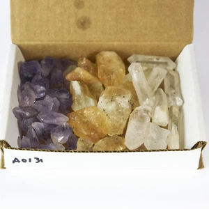 3 Crystal Collection 1Lb Lots Natural Points Chunks Citrine Quartz Amethyst - Picture 1 of 4