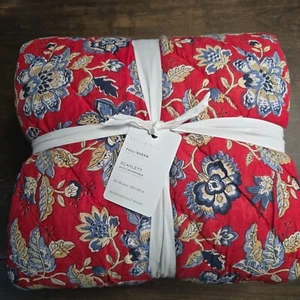 POTTERY BARN SCARLETT HANDCRAFTED REVERSIBLE FULL/QUEEN QUILT ~ RED - Picture 1 of 13