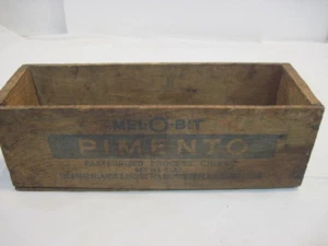F3 OLD WOOD-WOODEN MEL-O-BIT PASTEURIZED PIMENTO CHEESE CRATE BOX ADVERTISING - Picture 1 of 4