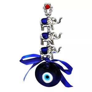 Blue Evil Eye Elephant Hanging–Vastu & Nazar Suraksha Charm-Bring Luck & Health. - Picture 1 of 1