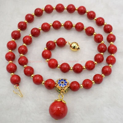 ARTE COLLANA CORALLO ROSSO NATURALE MARI DEL SUD SFERE ORO CIONDOLO MOSAICO ORO - Immagine 1 di 3