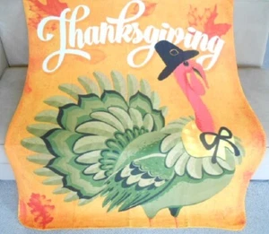 New Thanksgiving Holiday Fleece Throw Gift Blanket Turkey Autumn Leaves Harvest - Picture 1 of 3