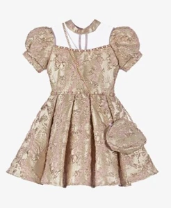 Caramelo Kids Gold Pink Jaquard Dress Set Girls Size 13-14 NWT - Picture 1 of 19