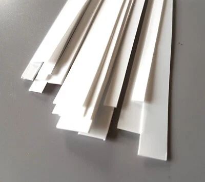 Plasticard HIPS Strip 200mm White Matt/Matt 0.25 to 1mm Thick 5 6 10 12mm Wide - Image 1 of 4