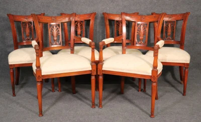 Set of 6 French Carved Walnut Regency Dining Chairs Circa 1950 - Image 1 of 4