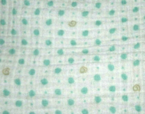 Aden & Anais Green Polka Dots Gold Swirls Swaddle Muslin Baby Blanket White