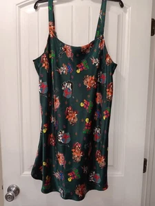 Vtg 90s Looney Tunes Christmas Satin Nightgown Green 1X - Picture 1 of 9