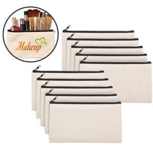 10 Pcs Blank Pencil Bag Cosmetic Makeup Bags Bulk Sublimation Blanks Travel - Picture 1 of 12