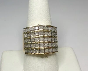 14k Gold over Sterling Silver 5-Row Diamond Ring NWT JTV Size 9 - Picture 1 of 5