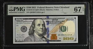 2021 $100 Federal Reserve Note Fr-2191-D Cleveland PMG67 Superb Gem EPQ - Picture 1 of 2