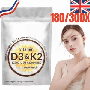 Vitamin D3 K2 Supplement Softgels 2024 NEW~❤ - Picture 1 of 9