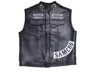 Chaleco informal de cuero genuino para hombre Samcro Sons Of Anarchy SOA Motor Motociclista - Imagen 1 de 3