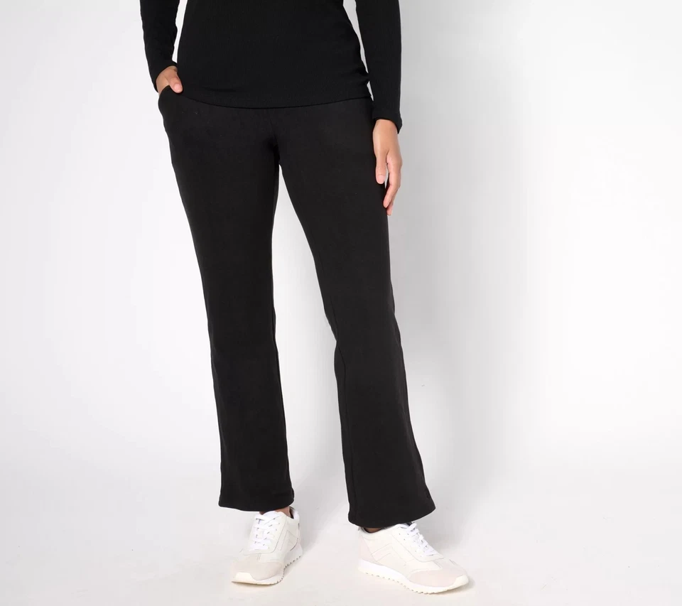 Calça Cuddl Duds flanela lã boot cut preta GG nova - Imagem 1 de 1