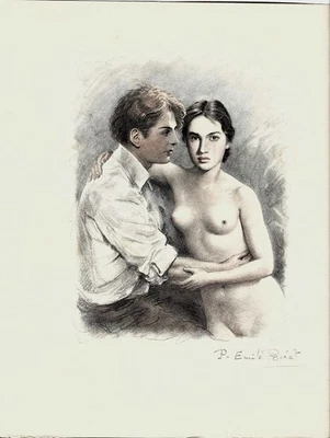 Paul Emile BÉCAT (Paris 1885-1960) Planche érotique en couleurs  23 X 28,5 cm - Photo 1/4