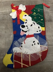 Vintage Disney Catalog 101 Dalmations Dog Bone Tree Felt Christmas Stocking 21" - Picture 1 of 6