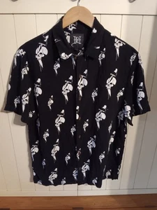Ed Hardy Men's Dripping Skull Collared Shirt, Black & White, Size Medium - Picture 1 of 13