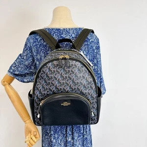 Coach CF344 Court Backpack With Coach Monogram Print IN NAVY - Picture 1 of 5