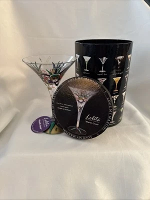 Vaso Martini Lolita Mardi Gras pintado a mano fiesta regalo celebración nunca usado Foto 1 de 4