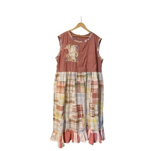Robe maxi midi upcyclée 2 x superposée art à porter patchwork boho volants gitans - Photo 1/17