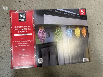 Member's Mark 8-Function LED Jumbo C9 Lights Multi-Color 5 Pieces Indoor/Outdoor - Image 1 of 4