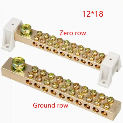 8/10/15 Hole 12*18MM Zero Grounding Row Copper Bar Terminal Power Distribution - Image 1 of 4