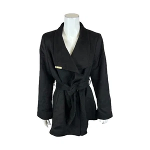 Dennis Basso Women's Short Wrap Wool Jacket Solid Black Size 14 - Picture 1 of 2