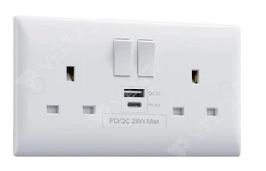 USB C Socket 20W PD USB C & 18W QC 4.0 USB A Super Fast Charging double socket - Picture 1 of 3