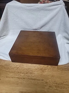 Vintage Flatware Storage Chest, Wooden Silverware Box Brown - Picture 1 of 7