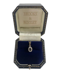 Sapphire and Diamond Pendant 9ct White and Yellow Gold Cluster Vintage Pendant - Picture 1 of 15