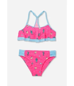 NWT Justice Girls Cactus Print Flounce Bikini Swimsuit 16 NEW - Picture 1 of 1
