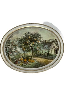 Galletas Sunshine de colección lata de doble cara - Currier & Ives otoño e invierno LEER - Imagen 1 de 7