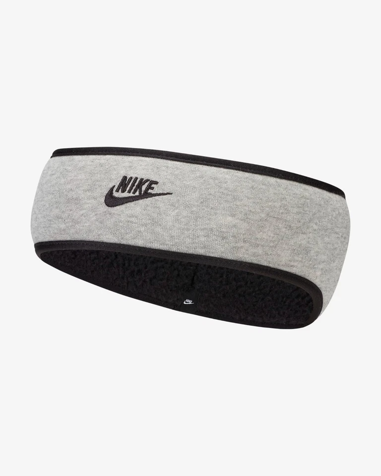 NIKE Youth Unisex Club Fleece Cold Weather Headband - Grey w Black (OSFM)