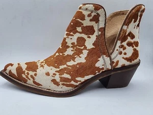 NWOB Myra Women's Genuine Leather Cow Hyde Boots Booties Size 9 Brown Longhorn - Picture 1 of 10