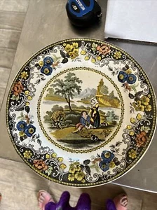 8.25” Creil Montereau Plate Soft Paste polychrome rare plate - Bild 1 von 5