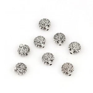 Tree Shape Spacer Beads Tibetan Silver Double Sided 8mm x 8mm 25pcs - Picture 1 of 6