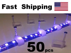 50 pack - LED Strip Light Hardware - 3528 SMD roll Mounting Clips with nail - Picture 1 of 2
