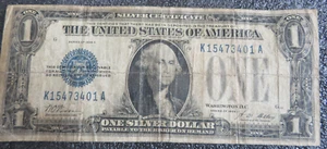 1928 Funny Back $1 Silver Certificate, Blue Seal One Dollar Bill K15473401A - Picture 1 of 4