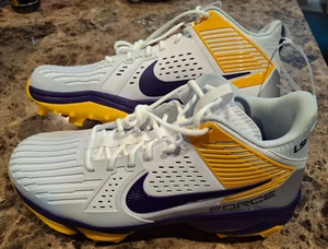 NIKE FORCE SHAVAGE PRO 3 SHARK NCAA LSU TIGERS LINEMAN FOOTBALL CLEATS, MENS 15 - Picture 1 of 5