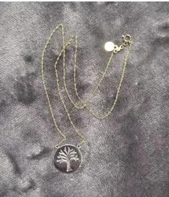 Love Earth 10K Gold Necklace Sterling Silver Tree Of Life Pendant Charm Two-tone - Image 1 of 4