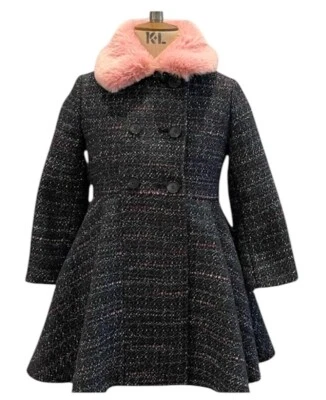 GIRLS MONSOON TWEED FAUX FUR PRINCESS COAT WARM WINTER JACKET AGE 5-9YRS