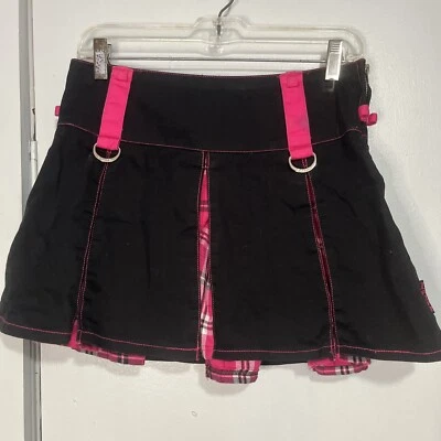 Minifalda plisada Tripp NYC negra rosa vintage ojal punk gótico talla pequeña Foto 1 de 4