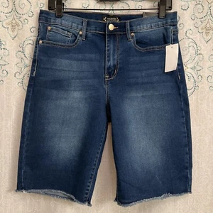 Nanette Lapore Belle High Rise Shorts Dark Wash Raw Hem Size 8 (32"x10") NWTags - Picture 1 of 8