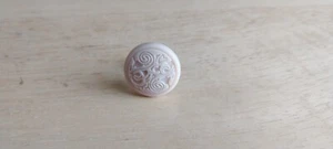 White Cream Plastic Button Circle Pin Handmade Man Made Unique One of a Kind - Picture 1 of 3