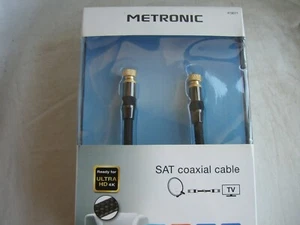 Metronic 419011 SAT Cable coaxial macho a macho conector F dorado satélite 5m - Imagen 1 de 3