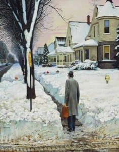 John Philip Falter Snowy Ambush Canvas Print 16 x 20 - Picture 1 of 4