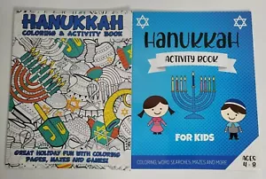 2 HANUKKAH Kids Coloring & Activity Books Lot NEW Holiday Word Search Mazes - Picture 1 of 5
