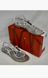 sal. FERRAGAMO AUTHENTISCHE DAMEN SANDALEN GRÖSSE 10 MIT SCHNALLENRIEMEN & STRASS - Bild 1 von 9