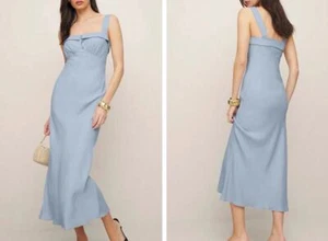 Reformation High Waist Slip Dress Square Neck Backless Midi Dress for Women - Picture 1 of 10